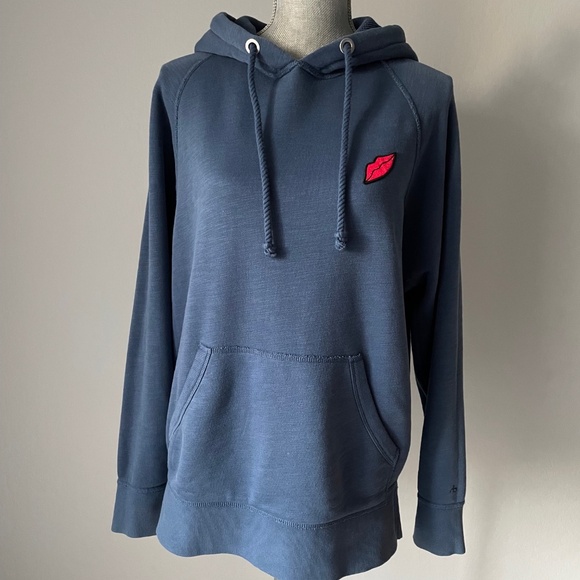 Rag & Bone Women's Garment Dyed Racer Hoodie Washed Navy Cotton Size S NWT - Picture 3 of 8